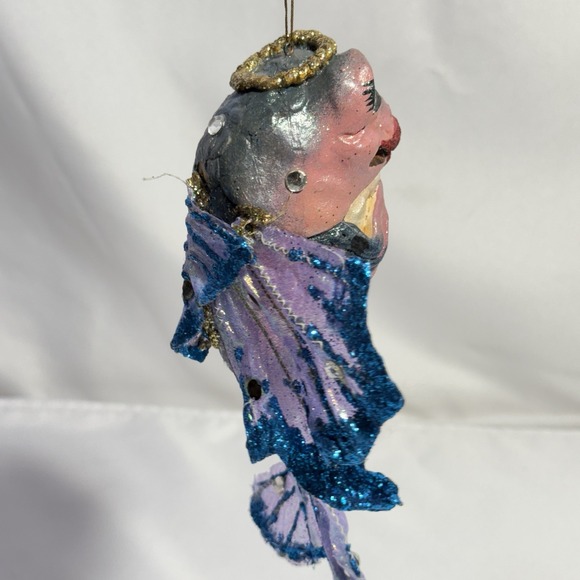 Large Vintage Multicolor‎ Glitter Fish Christmas Ornament - Picture 3 of 9